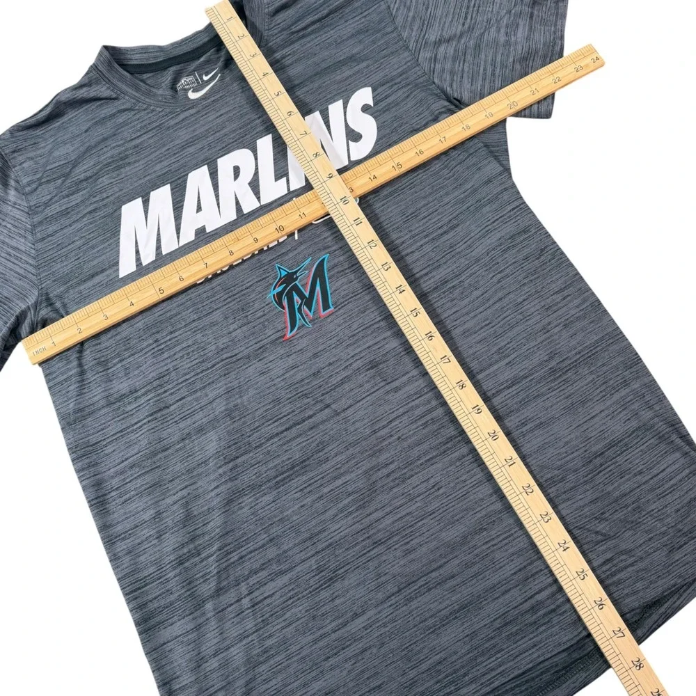 Nike Mens Miami Marlins MLB Dri-Fit Heather Gray Short Sleeve T-Shirt Size M
